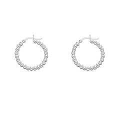 Sterling Silver Small Beaded Circle Hoop Earrings