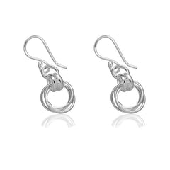 Sterling Silver Multi-Double Circle Dangling Earrings