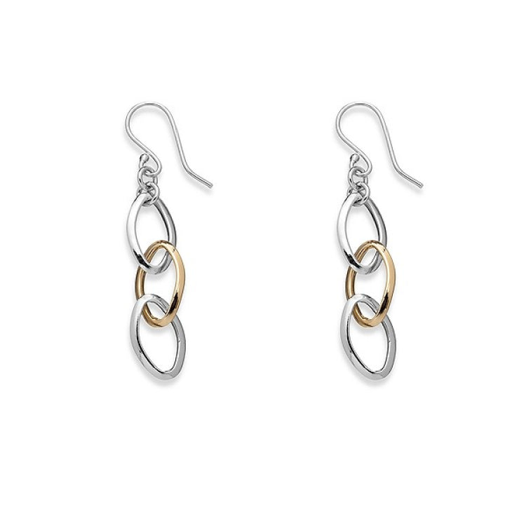 Sterling Silver TT Alternating Oval Earrings