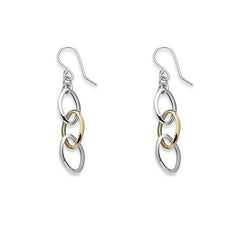 Sterling Silver TT Alternating Oval Earrings
