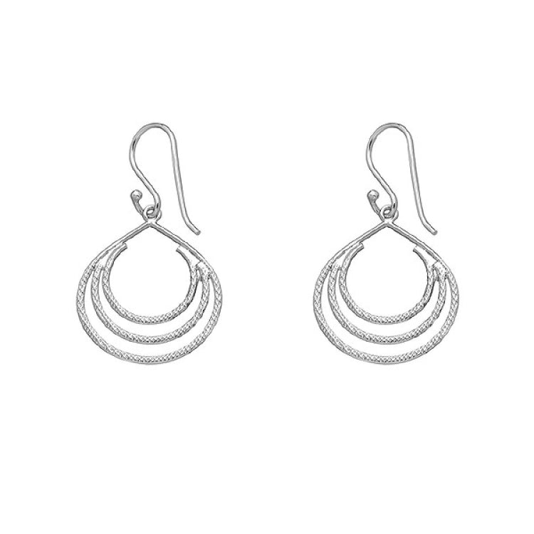 Sterling Silver Triple Layer Wire Circle Earrings