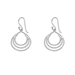 Sterling Silver Triple Layer Wire Circle Earrings