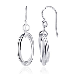 Sterling Silver Triple Oval Earrings