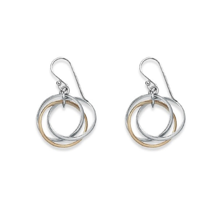 Sterling Silver and TT Triple Circle Earrings
