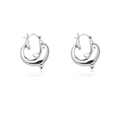 Sterling Silver Small Dolphin Circle Hoop Earrings