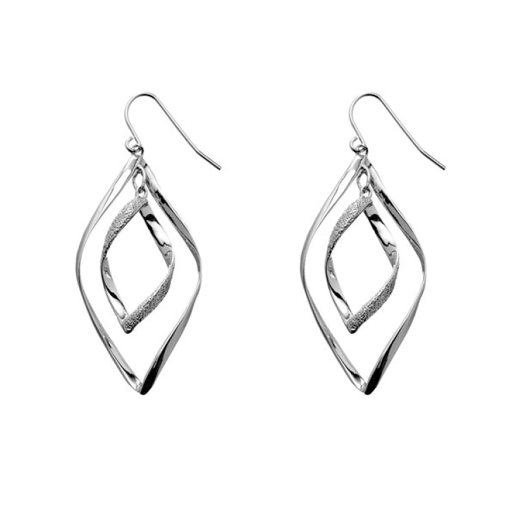 Sterling Silver Inner D-C and Outer Silver Earrings
