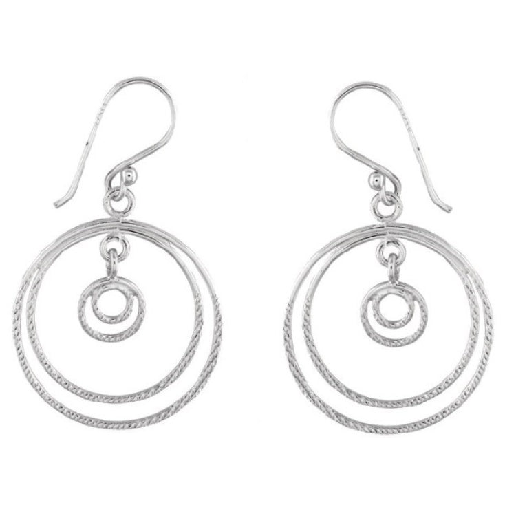 Sterling Silver Double Circles w/ Inner, Small Double Circles Earrings