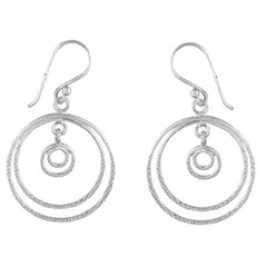 Sterling Silver Double Circles w/ Inner, Small Double Circles Earrings