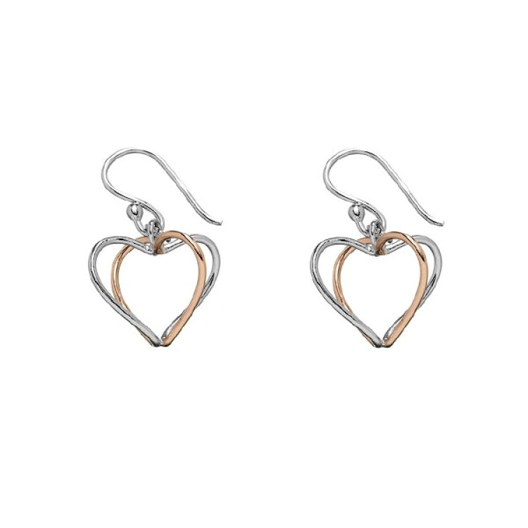 Sterling Silver and Rose-Gold 4-Wire Heart Earrings