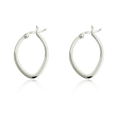 Sterling Silver Flat Oval Hoop Earrings