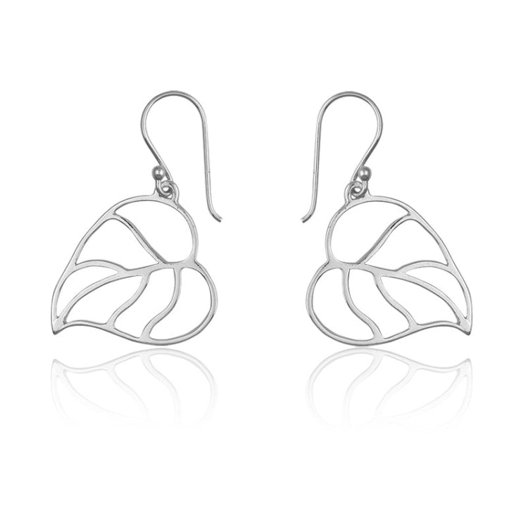 Sterling Silver Heart w/ Leaf Design Earring