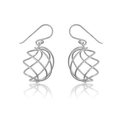 Sterling Silver Lined Circle Earrings
