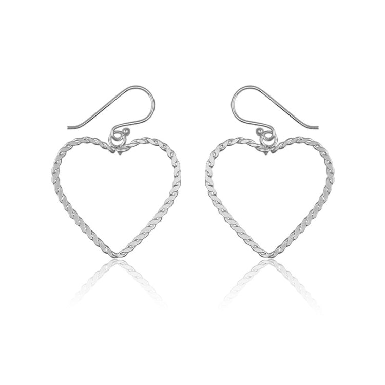 Sterling Silver Designed Open Heart Earrings