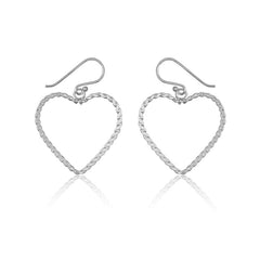 Sterling Silver Designed Open Heart Earrings