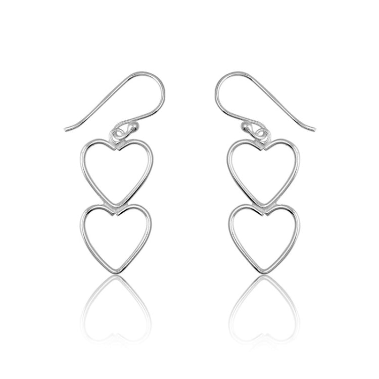 Sterling Silver Double Open Heart Earrings
