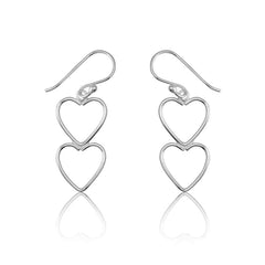 Sterling Silver Double Open Heart Earrings