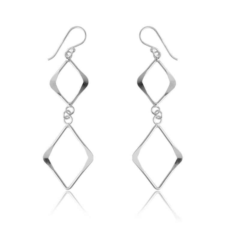 Sterling Silver Smaller and Larger Diamond Shape Earrings