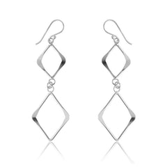 Sterling Silver Smaller and Larger Diamond Shape Earrings