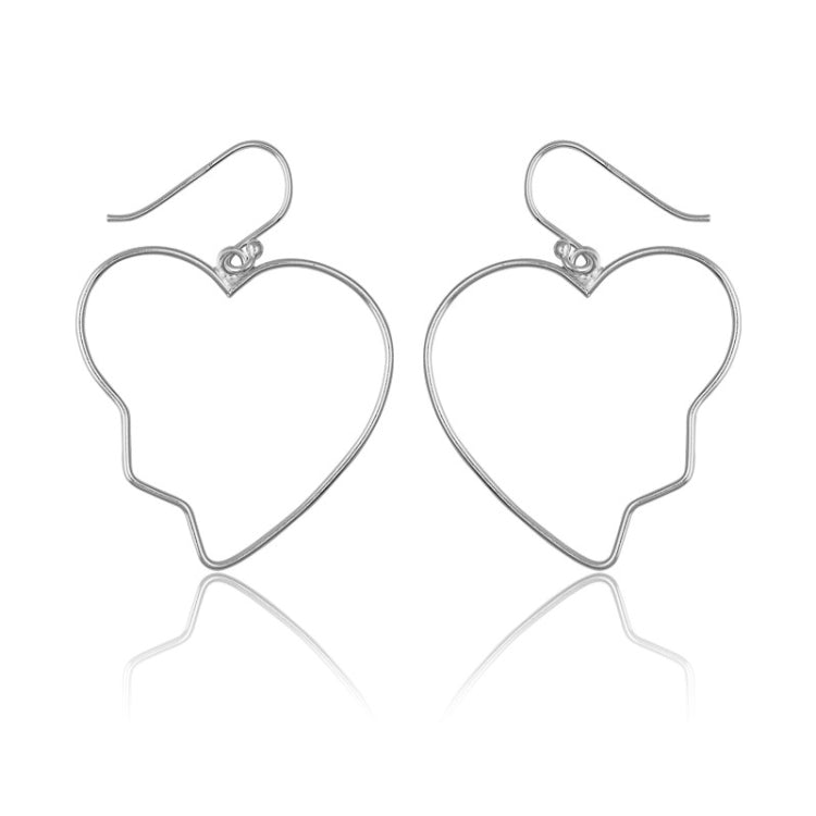 Sterling Silver Large Open Heart w/ Jagged Edge Earrings