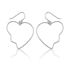 Sterling Silver Large Open Heart w/ Jagged Edge Earrings