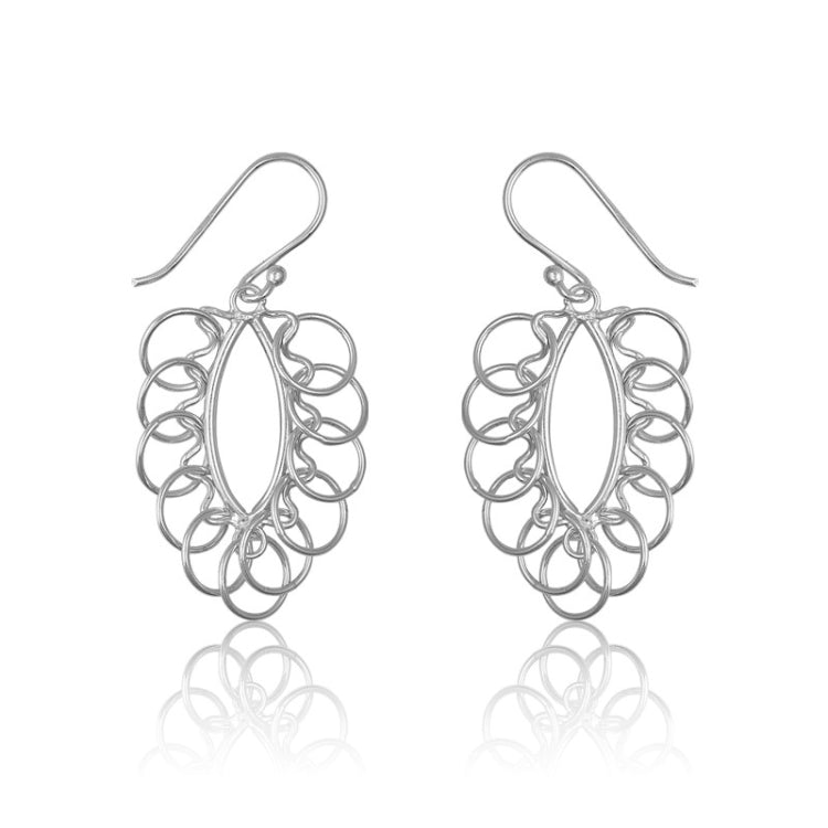 Sterling Silver Open Oval w/ Multiple Open Circles Earrings