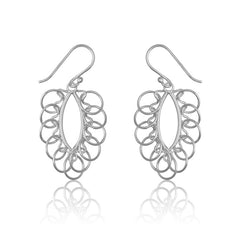 Sterling Silver Open Oval w/ Multiple Open Circles Earrings