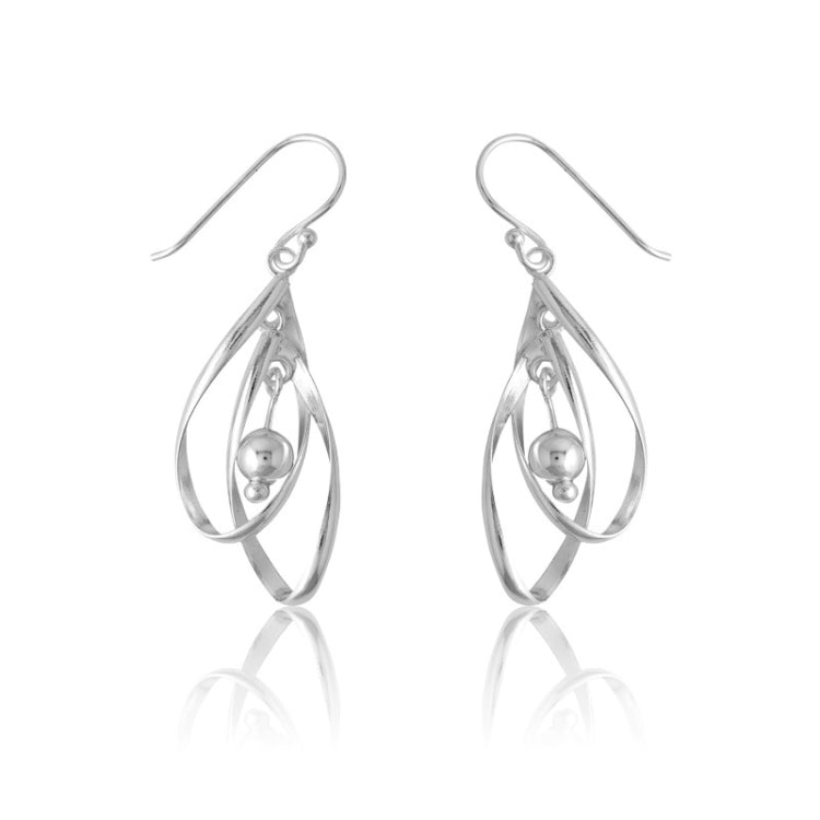 Sterling Silver Double Open Ovals w/ Ball Earrings