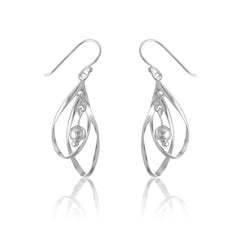 Sterling Silver Double Open Ovals w/ Ball Earrings