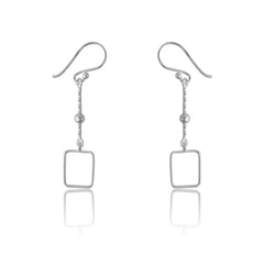 Sterling Silver Twisted Line w/ Open Square Earrings
