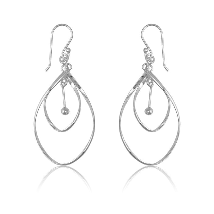Sterling Silver Smaller and Large Open TearShapes w/ Ball Earrings