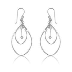 Sterling Silver Smaller and Large Open TearShapes w/ Ball Earrings