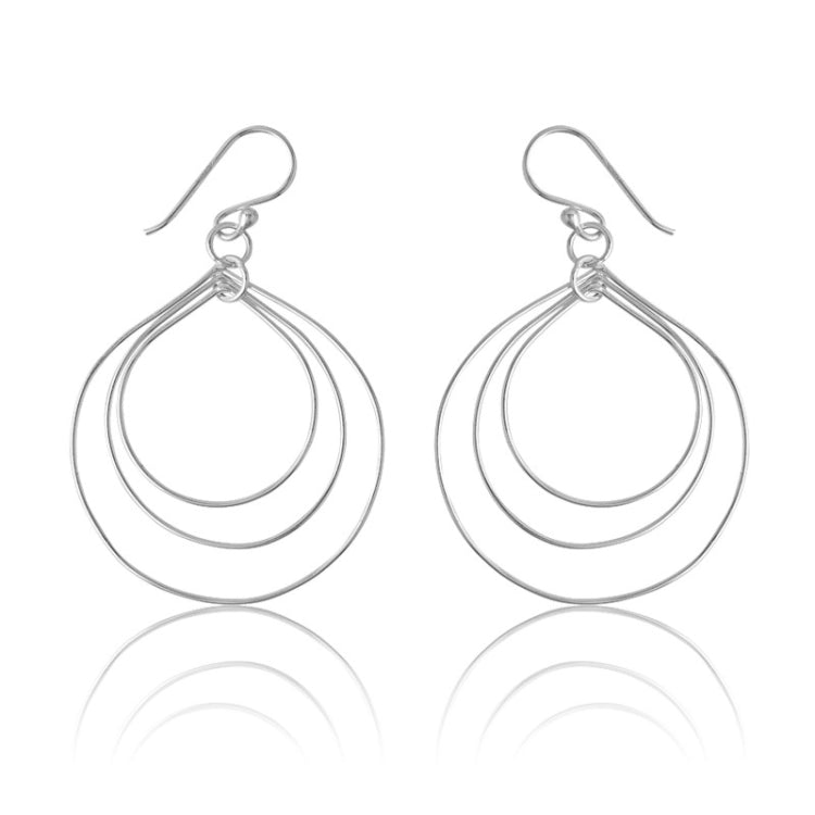 Sterling Silver 4 Sized Open TearShapes Earrings