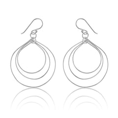 Sterling Silver 4 Sized Open TearShapes Earrings