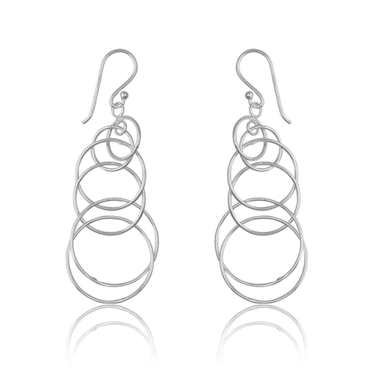 Sterling Silver Multi Open Circle Earrings