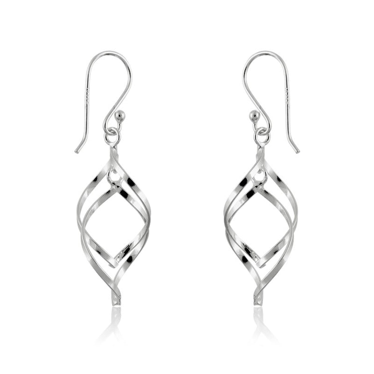 Sterling Silver Open Twisted Oval Earrings