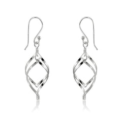 Sterling Silver Open Twisted Oval Earrings