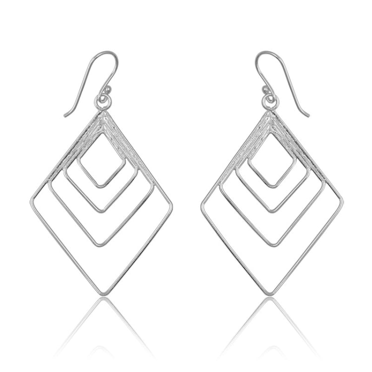 Sterling Silver 4 Open Diamond Shapes Earrings