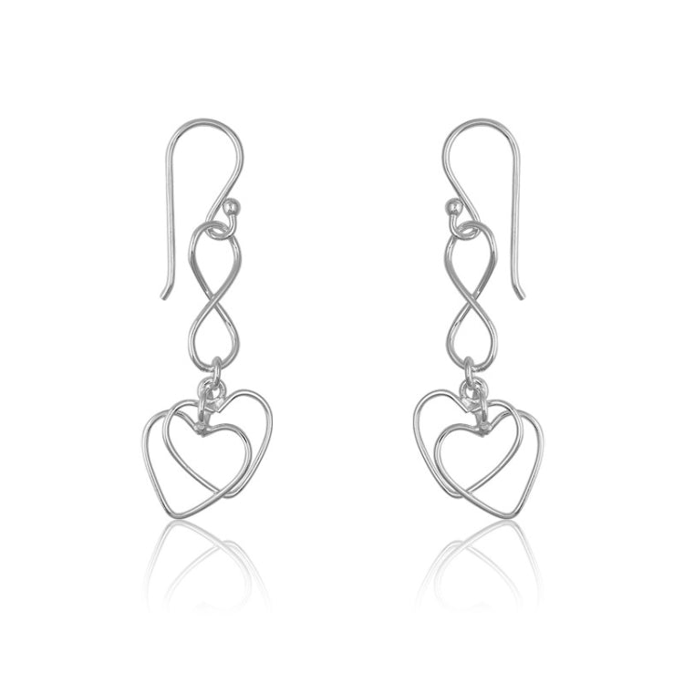 Sterling Silver Figure "8" and Double Open Heart Earrings