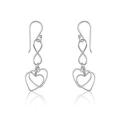 Sterling Silver Figure "8" and Double Open Heart Earrings