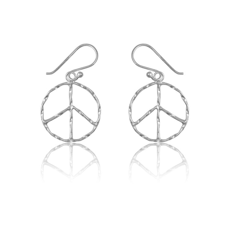 Sterling Silver Twisted Wire Peace Sign Earrings