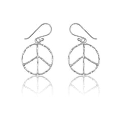 Sterling Silver Twisted Wire Peace Sign Earrings
