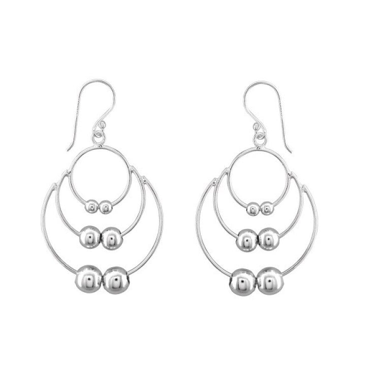 Sterling Silver Triple Circles w/ Beads Earrings