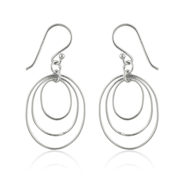 Sterling Silver Multi Open Circle Earrings