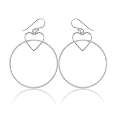Sterling Silver Open Heart w/ Large Textured Open Circle Earrings