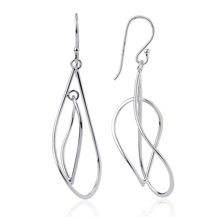 Sterling Silver Twisted Teardrops Interlocking Earrings