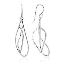 Sterling Silver Twisted Teardrops Interlocking Earrings