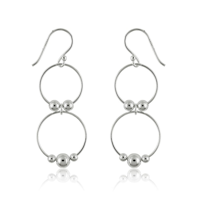 Sterling Silver Open Circles w/ Beads Earrings