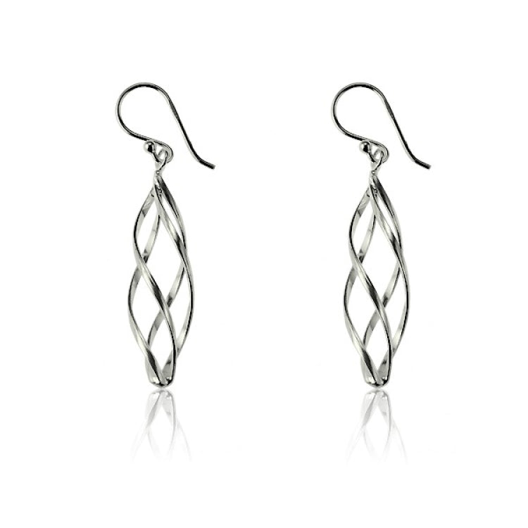 Sterling Silver Long Twisted Earrings