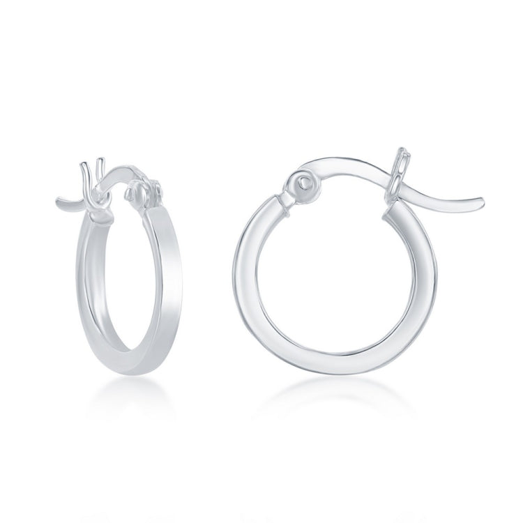 Sterling Silver 2x20mm Small Square Hoop Earrings