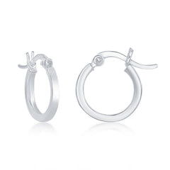 Sterling Silver 2x20mm Small Square Hoop Earrings